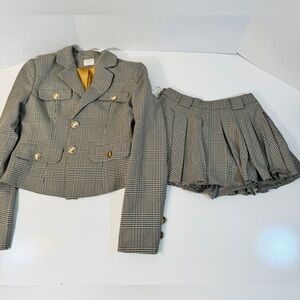 Plaid Blazer size Medium, Matching skirt is XS